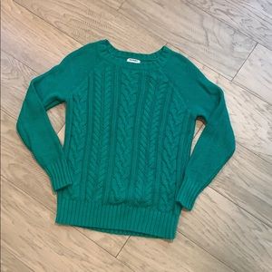 Green cable-knit sweater